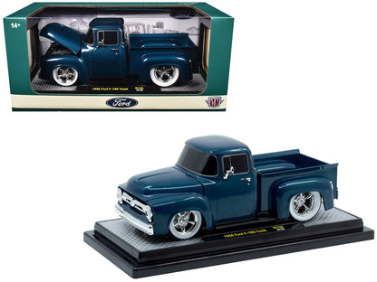 1956 Ford F-100 Pickup Truck Blue Metallic Limited Edition to 6650 pieces Worldwide 1/24 Diecast Model Car by M2 Machines by M2