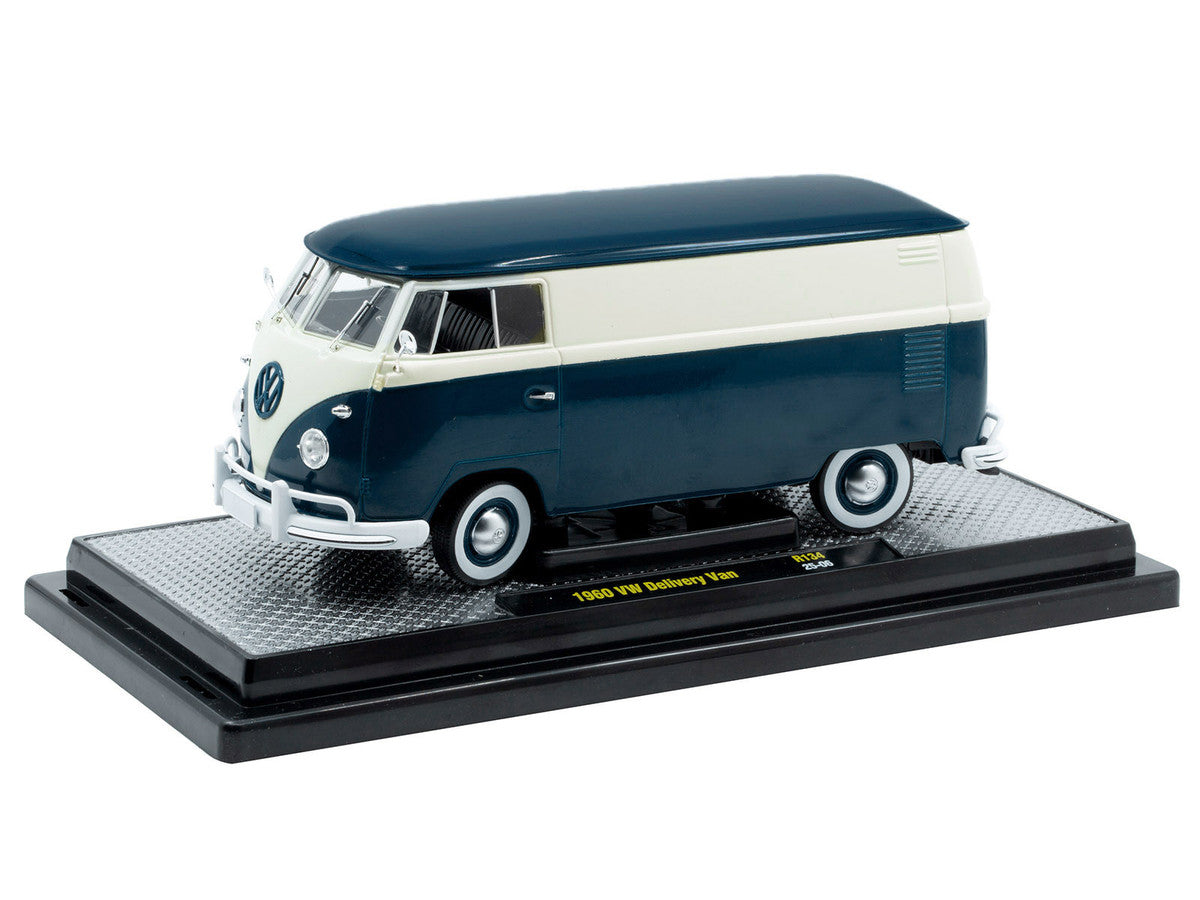 1960 Volkswagen Delivery Van Blue and White Limited Edition to 6650 pieces Worldwide 1/24 Diecast Model Car by M2 Machines by M2