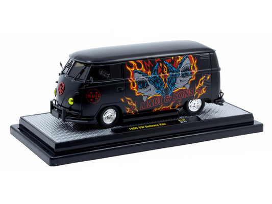 1960 Volkswagen Delivery Van "Maui & Sons" Black with Graphics Limited Edition to 4050 pieces Worldwide 1/24 Diecast Model Car by M2 Machines by M2