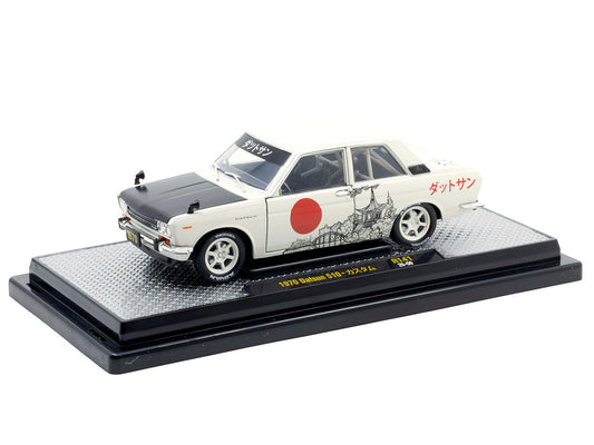 1970 Datsun 510 Light Gray with Japanese Graphics Limited Edition to 4050 pieces Worldwide 1/24 Diecast Model Car by M2 Machines by M2