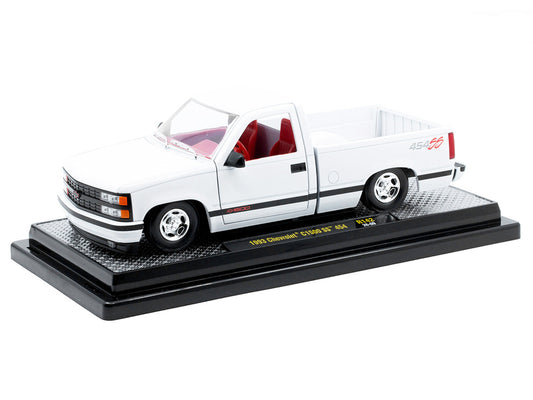 1993 Chevrolet C1500 SS 454 Pickup Truck White with Red Interior Limited Edition to 9600 pieces Worldwide 1/24 Diecast Model Car by M2 Machines by M2