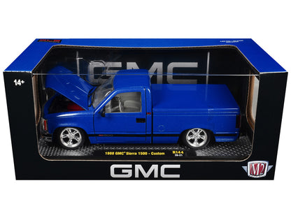 1988 GMC Sierra 1500 Custom Pickup Truck Blue Metallic with Black Stripes Limited Edition to 4850 pieces Worldwide 1/24 Diecast Model Car by M2 Machines-2
