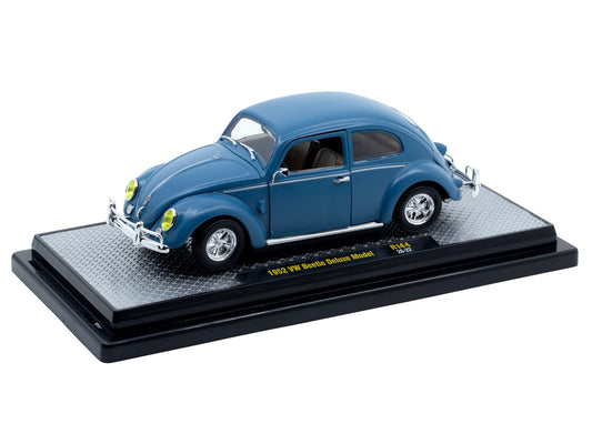 1952 Volkswagen Beetle Deluxe Model Matt Blue Limited Edition to 4850 pieces Worldwide 1/24 Diecast Model Car by M2 Machines-0