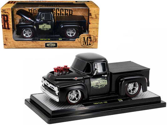 1956 Ford F-100 Pickup Truck Matt Black "Lunati Bootlegger" Limited Edition to 6550 pieces Worldwide 1/24 Diecast Model Car by M2 Machines by M2