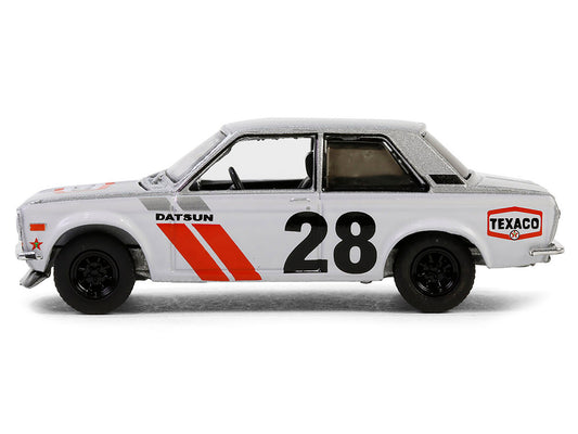 1970 Nissan Datsun 510 #28 "Texaco" Silver Metallic and White with Red Stripes "Texaco Special Edition" Series 1 1/64 Diecast Model Car by Greenlight by Greenlight