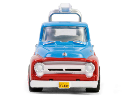 1956 Ford F-100 Pickup Truck with Tool Boxes and Ladders "Chevron" Blue and Red "Chevron Special Edition" Series 1 1/64 Diecast Model Car by Greenlight by Greenlight