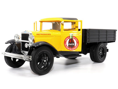 1931 Ford Model AA Pickup Truck Yellow and Black "Drink it Ice Cold for Sparkling Refreshment - Coca-Cola" 1/24 Diecast Model Car by Motor City Classics by Motorcity Classics