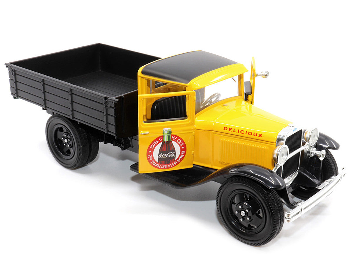 1931 Ford Model AA Pickup Truck Yellow and Black "Drink it Ice Cold for Sparkling Refreshment - Coca-Cola" 1/24 Diecast Model Car by Motor City Classics by Motorcity Classics