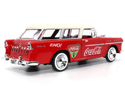 1955 Chevrolet Bel Air Nomad Red with White Top "Coca-Cola" 1/24 Diecast Model Car by Motor City Classics by Motorcity Classics