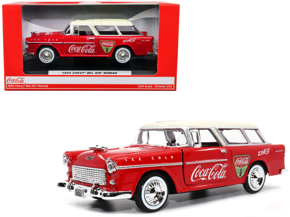 1955 Chevrolet Bel Air Nomad Red with White Top "Coca-Cola" 1/24 Diecast Model Car by Motor City Classics by Motorcity Classics