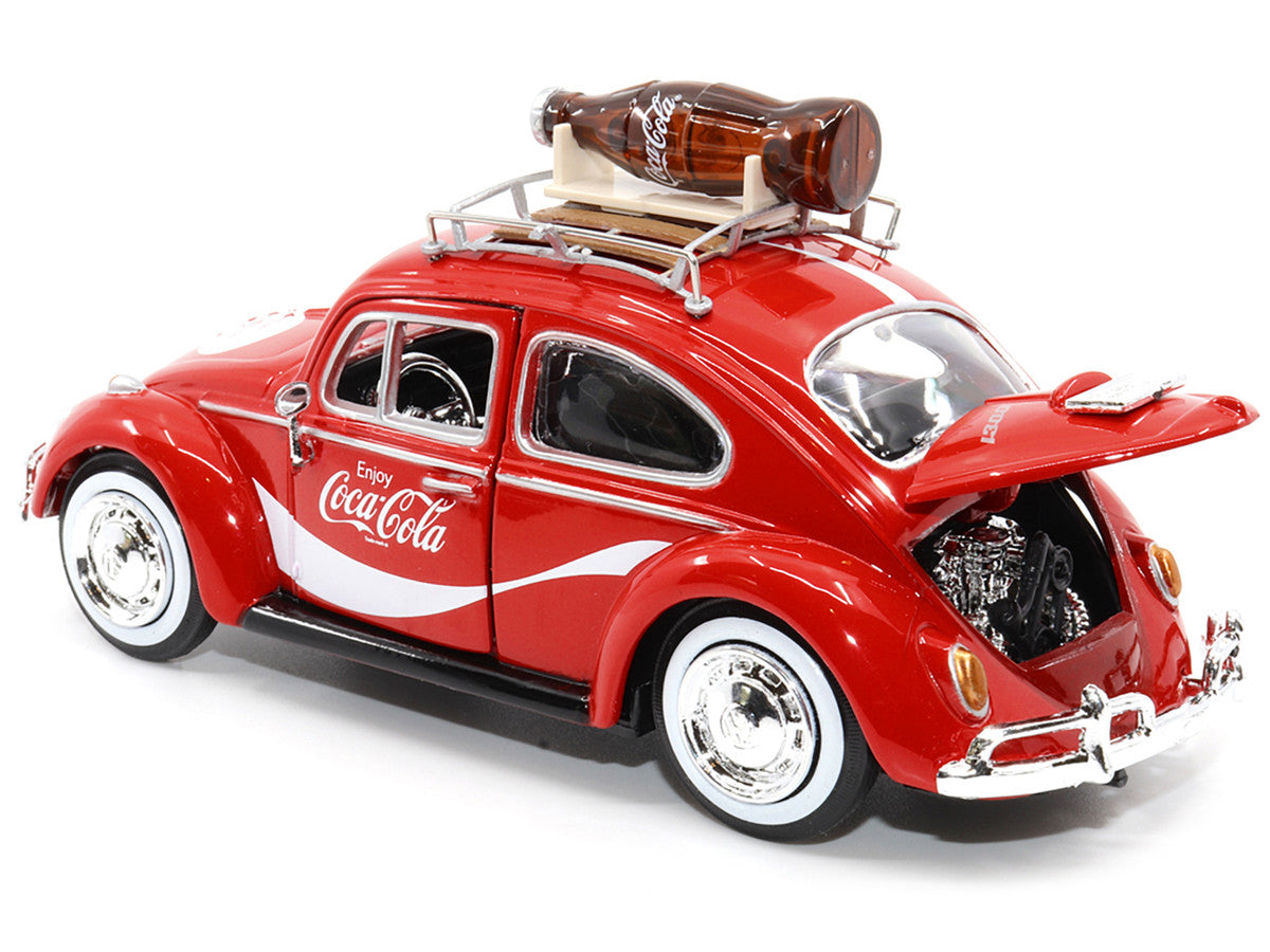 1966 Volkswagen Beetle Red "Enjoy Coca-Cola" with Roof Rack and Accessories 1/24 Diecast Model Car by Motor City Classics by Motorcity Classics