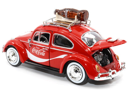1966 Volkswagen Beetle Red "Enjoy Coca-Cola" with Roof Rack and Accessories 1/24 Diecast Model Car by Motor City Classics by Motorcity Classics
