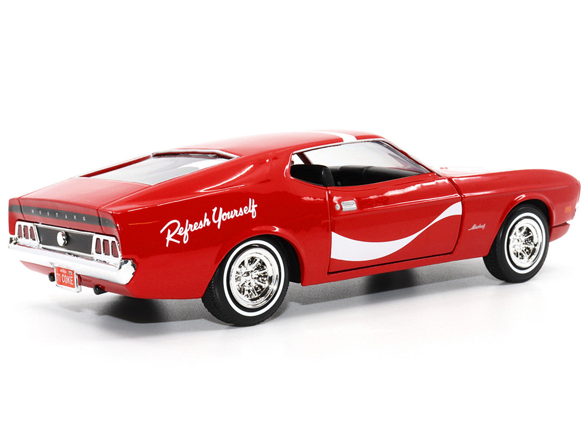 1971 Ford Mustang Sportsroof Red with White Stripes "Refresh Yourself - Coca-Cola" 1/24 Diecast Model Car by Motor City Classics by Motorcity Classics