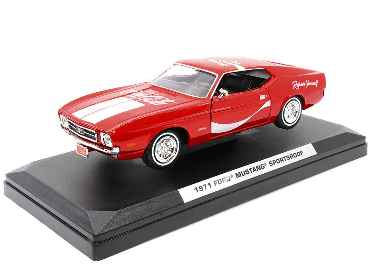 1971 Ford Mustang Sportsroof Red with White Stripes "Refresh Yourself - Coca-Cola" 1/24 Diecast Model Car by Motor City Classics by Motorcity Classics