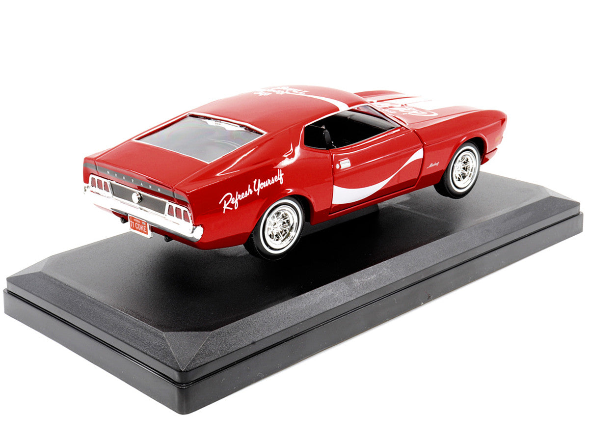 1971 Ford Mustang Sportsroof Red with White Stripes "Refresh Yourself - Coca-Cola" 1/24 Diecast Model Car by Motor City Classics by Motorcity Classics