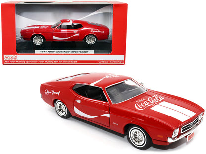 1971 Ford Mustang Sportsroof Red with White Stripes "Refresh Yourself - Coca-Cola" 1/24 Diecast Model Car by Motor City Classics by Motorcity Classics