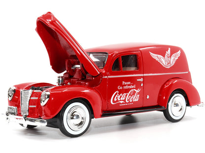 1940 Ford Sedan Cargo Van Red "Pause... Go Refreshed Coca-Cola" with Vending Machine Accessory 1/24 Diecast Model Car by Motor City Classics by Motorcity Classics