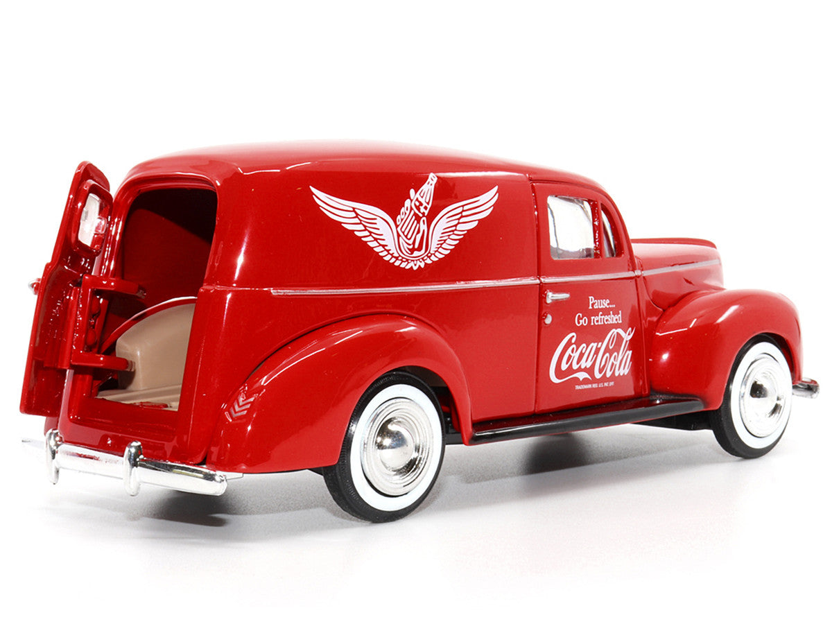 1940 Ford Sedan Cargo Van Red "Pause... Go Refreshed Coca-Cola" with Vending Machine Accessory 1/24 Diecast Model Car by Motor City Classics by Motorcity Classics