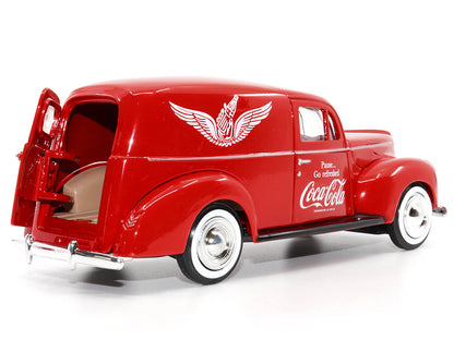 1940 Ford Sedan Cargo Van Red "Pause... Go Refreshed Coca-Cola" with Vending Machine Accessory 1/24 Diecast Model Car by Motor City Classics by Motorcity Classics