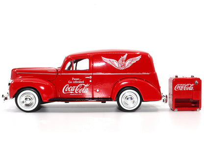 1940 Ford Sedan Cargo Van Red "Pause... Go Refreshed Coca-Cola" with Vending Machine Accessory 1/24 Diecast Model Car by Motor City Classics by Motorcity Classics