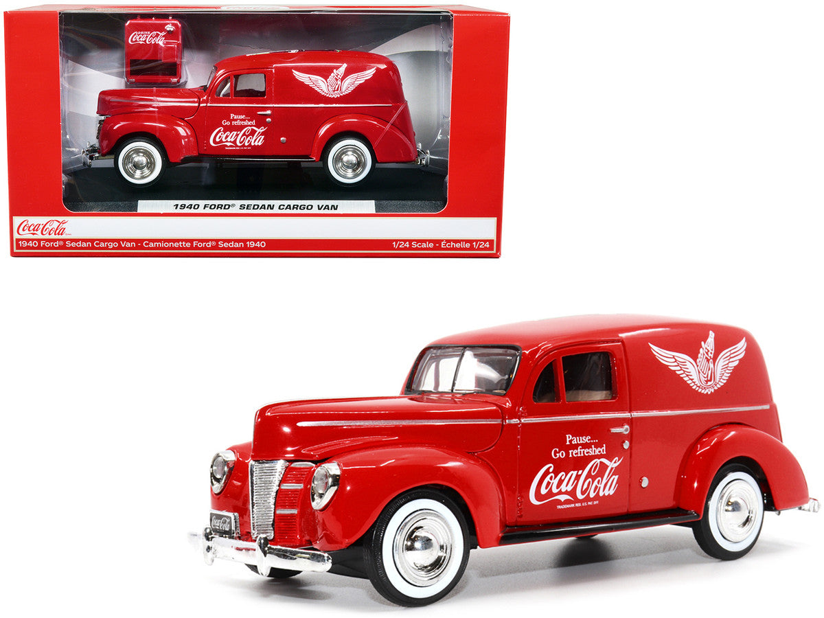 1940 Ford Sedan Cargo Van Red "Pause... Go Refreshed Coca-Cola" with Vending Machine Accessory 1/24 Diecast Model Car by Motor City Classics by Motorcity Classics