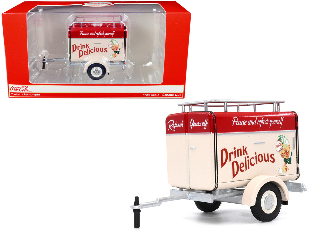 Travel Trailer Cream with Red Top "Pause and Refresh Yourself Drink Delicious Coca-Cola" 1/24 Diecast Model Car by Motor City Classics by Motorcity Classics