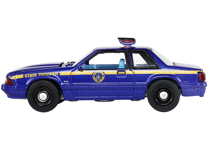 1988 Ford Mustang "New York State Police" Blue with Yellow Stripes and Blue Interior "Hot Pursuit" Series 8 1/64 Diecast Model Car by Greenlight by Greenlight