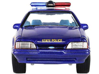 1988 Ford Mustang "New York State Police" Blue with Yellow Stripes and Blue Interior "Hot Pursuit" Series 8 1/64 Diecast Model Car by Greenlight by Greenlight