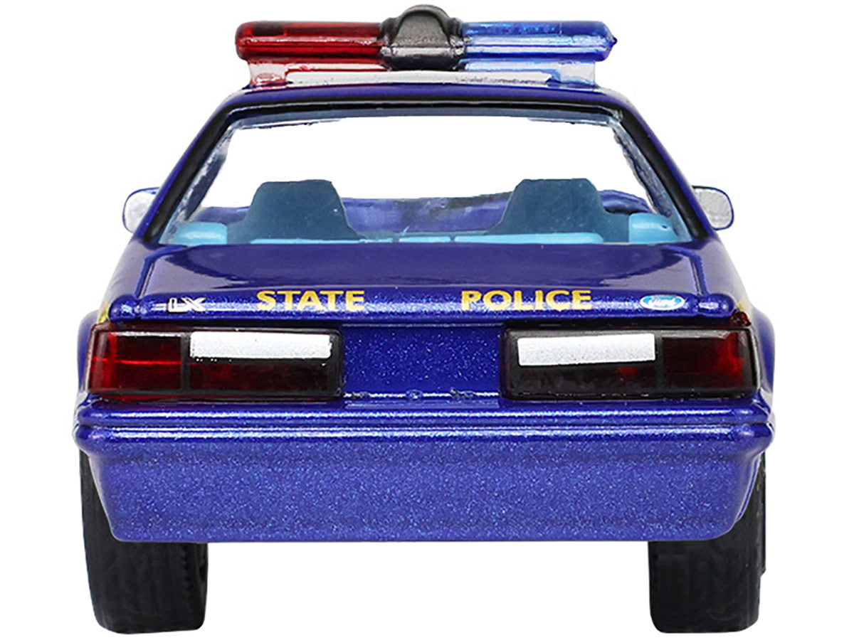 1988 Ford Mustang "New York State Police" Blue with Yellow Stripes and Blue Interior "Hot Pursuit" Series 8 1/64 Diecast Model Car by Greenlight by Greenlight