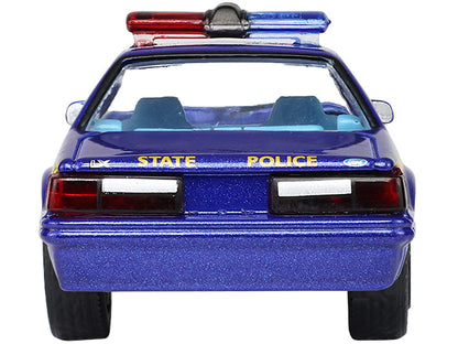 1988 Ford Mustang "New York State Police" Blue with Yellow Stripes and Blue Interior "Hot Pursuit" Series 8 1/64 Diecast Model Car by Greenlight by Greenlight