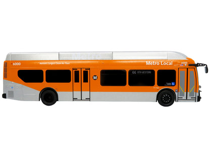 New Flyer Xcelsior Transit Bus Bank "Los Angeles Metro" Orange and Silver "The Bus & Motorcoach Collection" Limited Edition to 504 Pieces Worldwide 1/43 Model by Iconic Replicas by Iconic Replicas