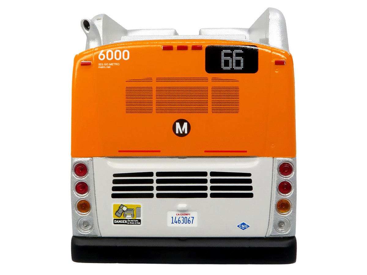 New Flyer Xcelsior Transit Bus Bank "Los Angeles Metro" Orange and Silver "The Bus & Motorcoach Collection" Limited Edition to 504 Pieces Worldwide 1/43 Model by Iconic Replicas by Iconic Replicas