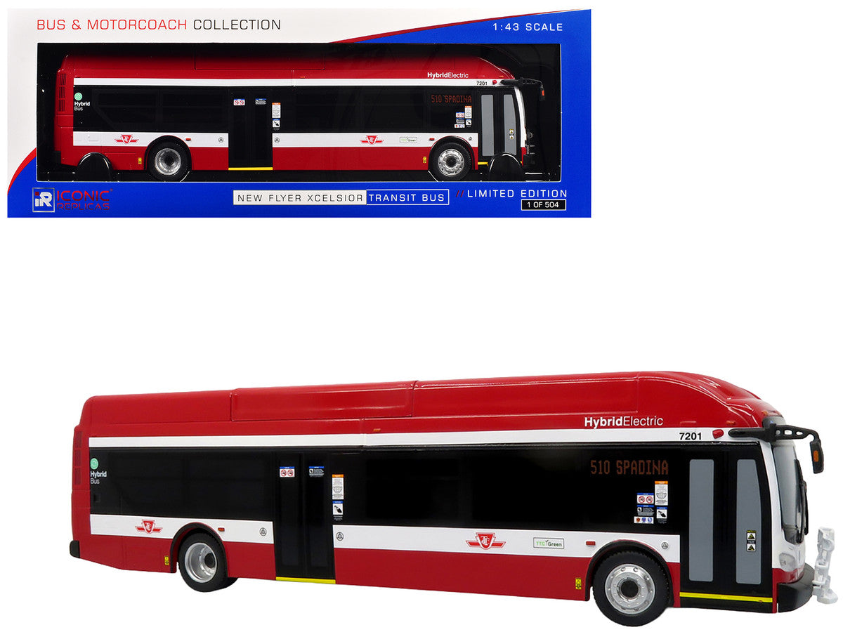 New Flyer Xcelsior Transit Bus Bank "TTC – Toronto Transit Commission" Red and White "The Bus & Motorcoach Collection" Limited Edition to 504 Pieces Worldwide 1/43 Model by Iconic Replicas by Iconic Replicas