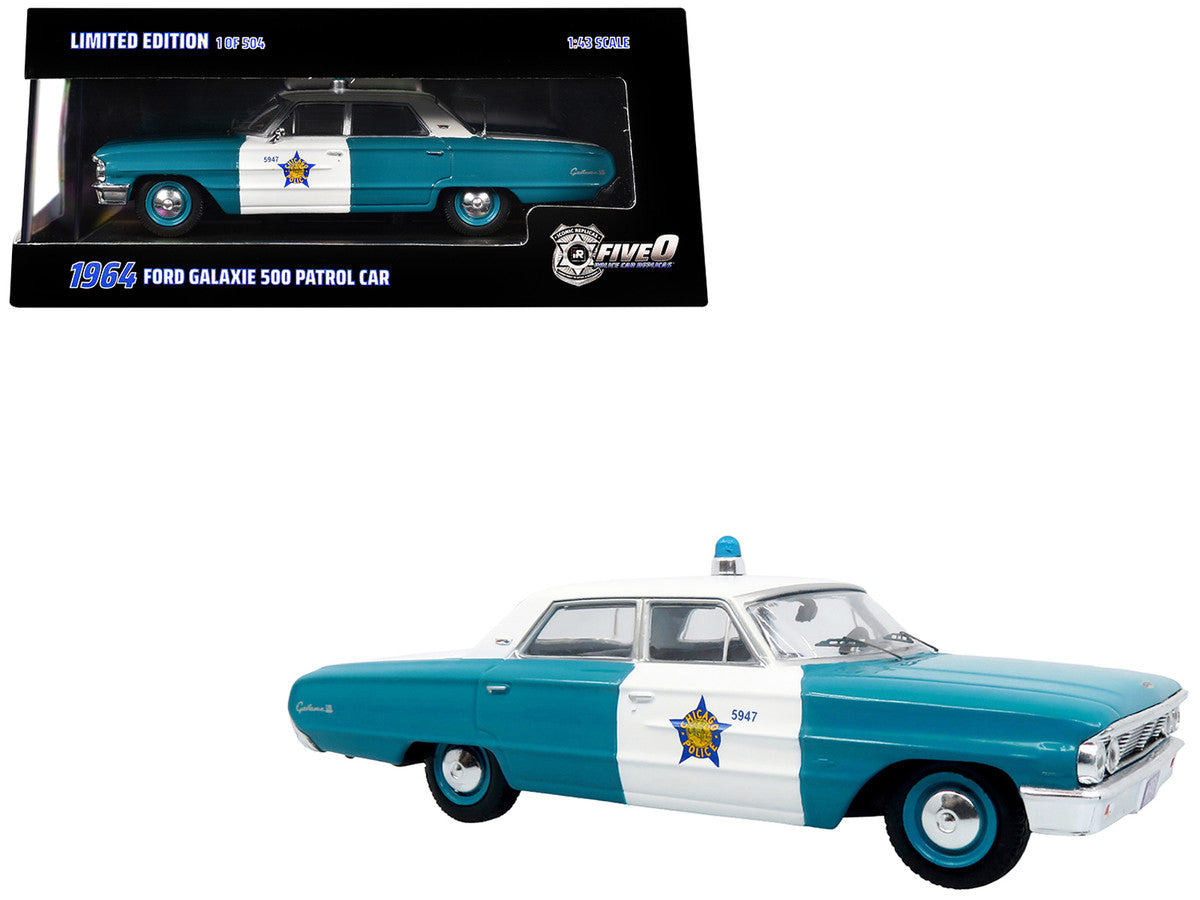 1964 Ford Galaxie 500 Police Car "Chicago Police Department" Blue and White "Five0" Series Limited Edition to 504 pieces Worldwide 1/43 Diecast Model by Iconic Replicas by Iconic Replicas