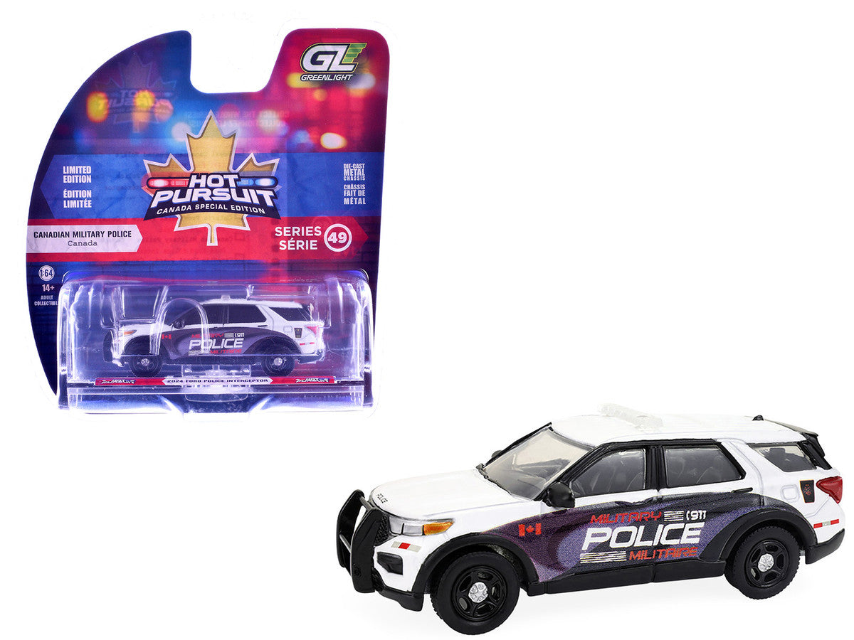 2024 Ford Police Interceptor Utility "Canada Military Police" White with Graphics "Hot Pursuit - Canada Special Edition" Series 1/64 Diecast Model Car by Greenlight by Greenlight