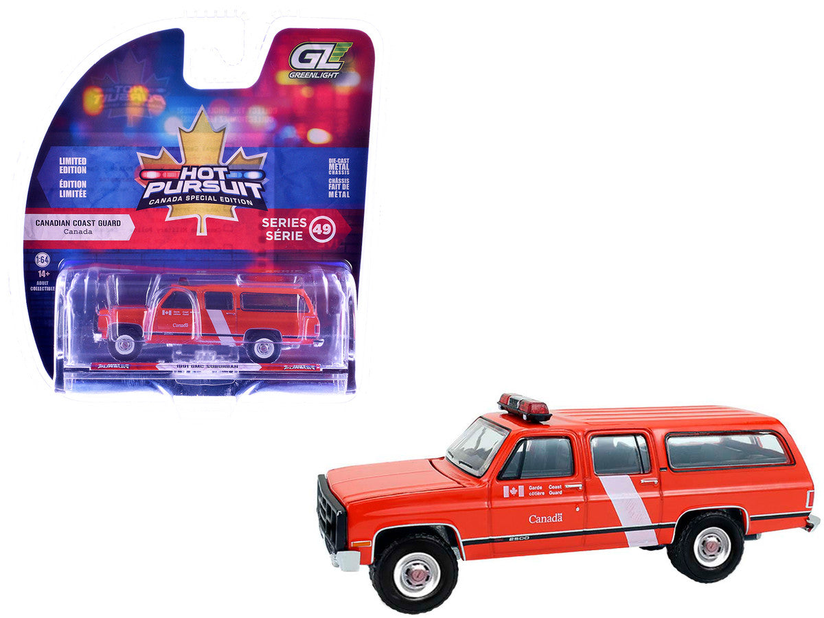1991 GMC Suburban "Canada Coast Guard" Red with White Stripes "Hot Pursuit - Canada Special Edition" Series 1/64 Diecast Model Car by Greenlight by Greenlight