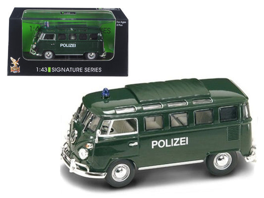 1962 Volkswagen Microbus Police Green 1/43 Diecast Car Model by Road Signature by Road Signature