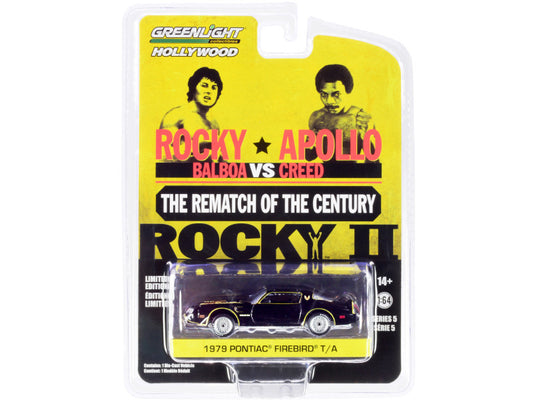 1979 Pontiac Firebird Trans Am T/A Black with Hood Bird "Rocky II" (1979) Movie "Hollywood Series" Release 5 1/64 Diecast Model Car by Greenlight by Greenlight