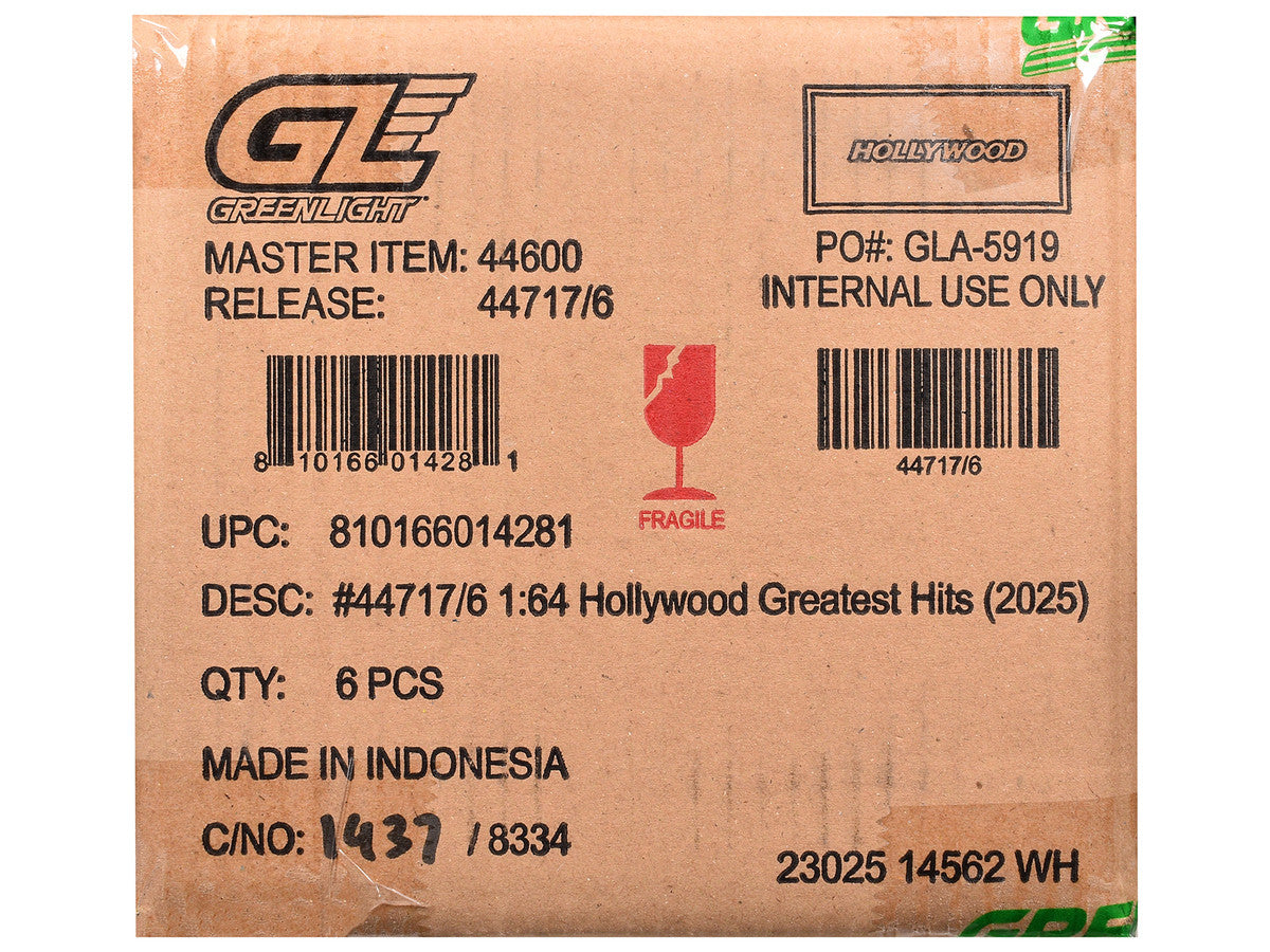 "Hollywood Greatest Hits" (2025) Set of 6 pieces 1/64 Diecast Model Cars by Greenlight by Greenlight