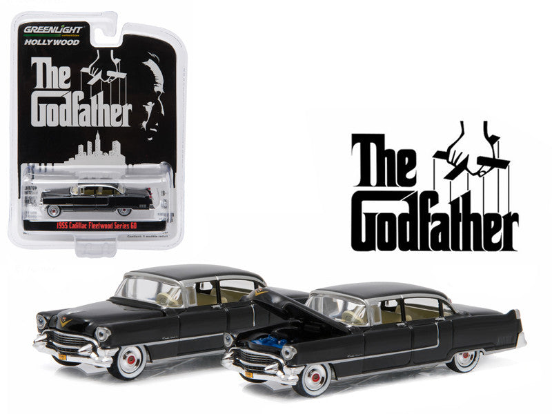 1955 Cadillac Fleetwood Series 60 Black "The Godfather" (1972) Movie "Hollywood Series" Release 14 1/64 Diecast Model Car by Greenlight by Greenlight