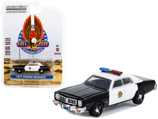 1977 Dodge Monaco Police Black and White "County Sheriff's Department" "Fall Guy Stuntman Association" Hollywood Special Edition 1/64 Diecast Model Car by Greenlight by Greenlight
