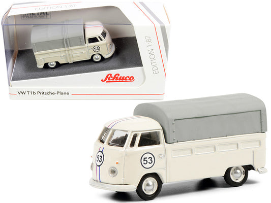 Volkswagen T1b Pritsche Plane Pickup Truck with Canopy #53 Cream 1/87 (HO) Diecast Model by Schuco by Schuco