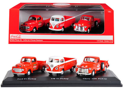 "Classic Pickups" Gift Set of 3 Pickup Trucks "Coca Cola" 1/72 Diecast Model Cars by Motorcity Classics by Motorcity Classics