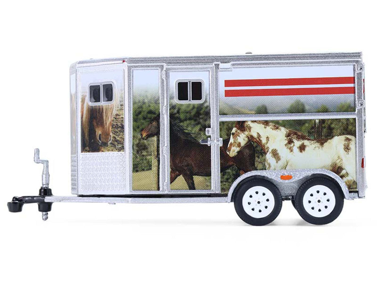Horse Trailer Silver with Custom Horse Wrap "Down on the Farm" Series 11 1/64 Diecast Model by Greenlight by Greenlight