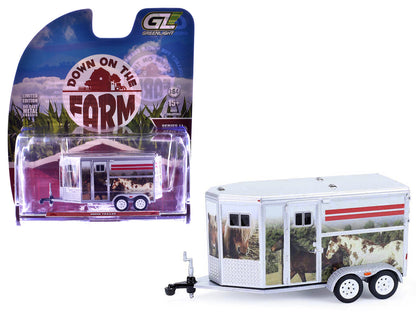 Horse Trailer Silver with Custom Horse Wrap "Down on the Farm" Series 11 1/64 Diecast Model by Greenlight by Greenlight