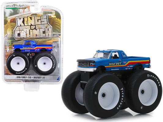 1996 Ford F-250 Monster Truck "Bigfoot #7" Metallic Blue with Stripes "Kings of Crunch" Series 5 1/64 Diecast Model Car by Greenlight by Greenlight