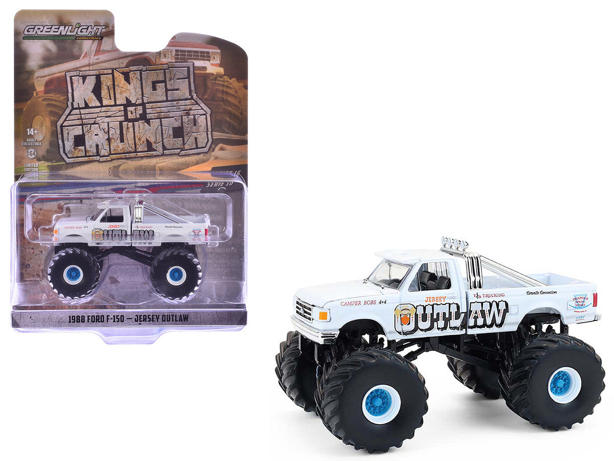 1988 Ford F-150 Monster Truck "Jersey Outlaw" White "Kings of Crunch" Series 16 1/64 Diecast Model Car by Greenlight by Greenlight