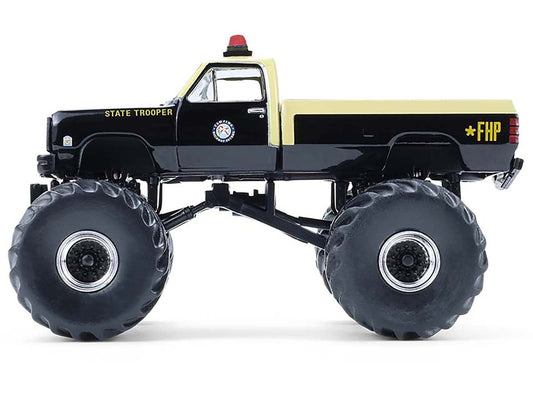 1983 Dodge Ram W350 Monster Truck "Florida Highway Patrol" Black with Cream Top and Stripes "Kings of Crunch - Hot Pursuit" Special Edition 1/64 Diecast Model Car by Greenlight by Greenlight