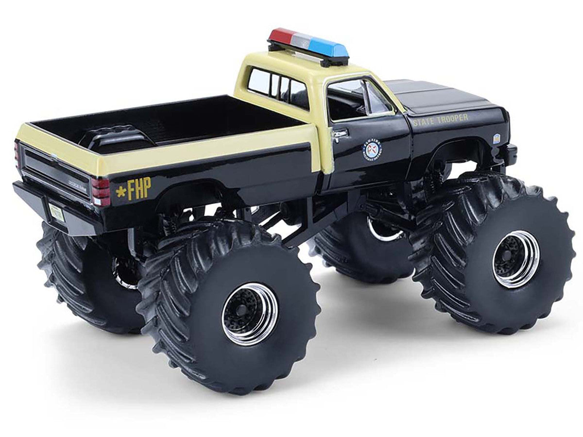 1983 Dodge Ram W350 Monster Truck "Florida Highway Patrol" Black with Cream Top and Stripes "Kings of Crunch - Hot Pursuit" Special Edition 1/64 Diecast Model Car by Greenlight by Greenlight