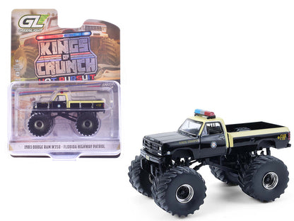 1983 Dodge Ram W350 Monster Truck "Florida Highway Patrol" Black with Cream Top and Stripes "Kings of Crunch - Hot Pursuit" Special Edition 1/64 Diecast Model Car by Greenlight by Greenlight